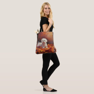 Maltese in Autumn Leaves Fall Inspire  Tote Bag