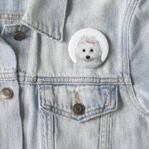 Maltese in White Adorable Puppy Wonder 2 Inch Round Button