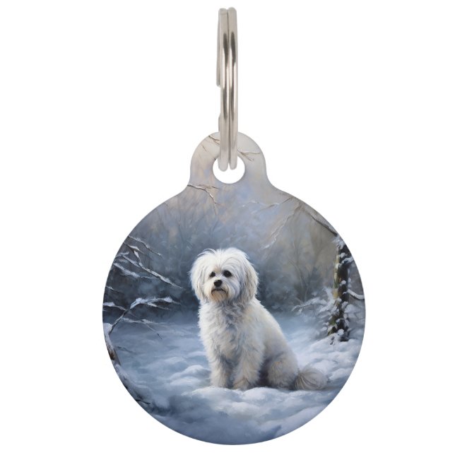 Maltese Let It Snow Christmas Pet Tag (Front)