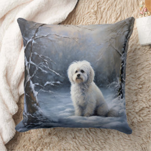 Maltese Let It Snow Christmas Throw Pillow