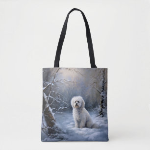 Maltese Let It Snow Christmas Tote Bag
