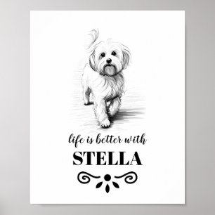 Maltese Life is better with Custom Dog Name Poster