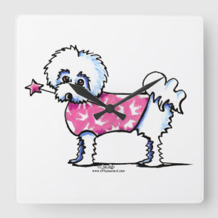 Maltese Lil Princess Square Wall Clock