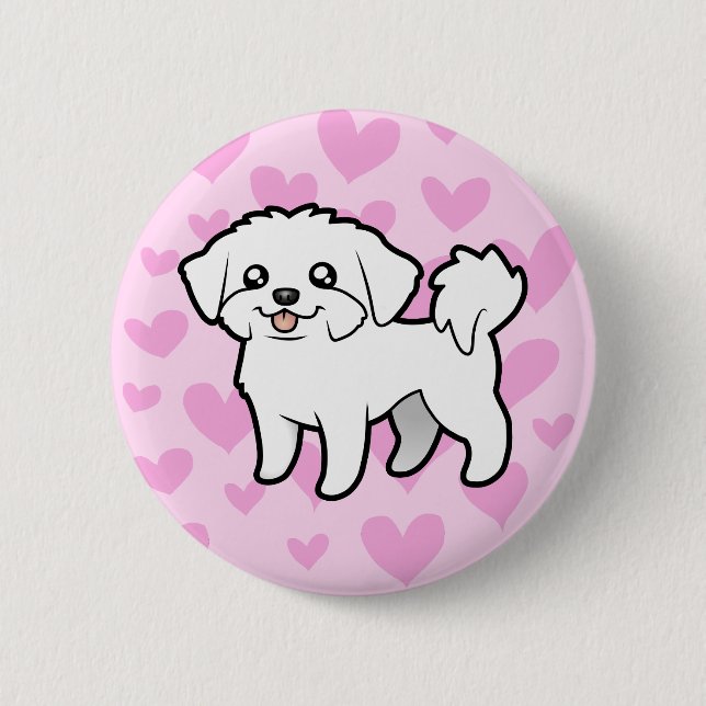 Maltese Love (puppy cut) 2 Inch Round Button (Front)
