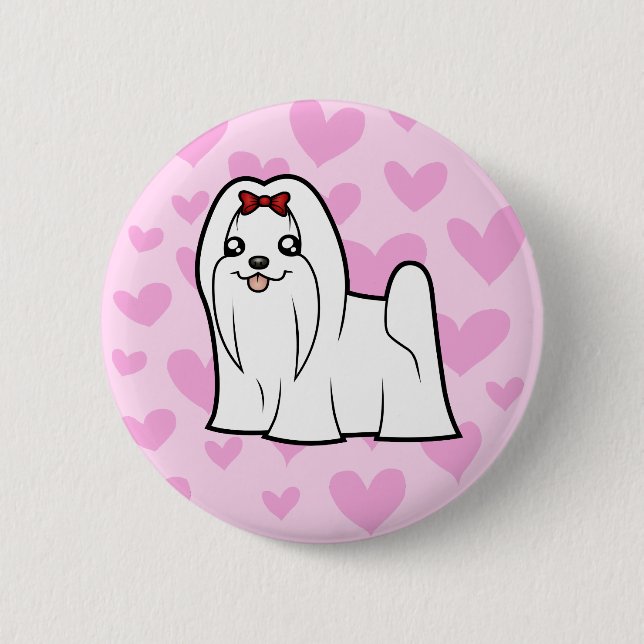 Maltese Love (show cut) 2 Inch Round Button (Front)