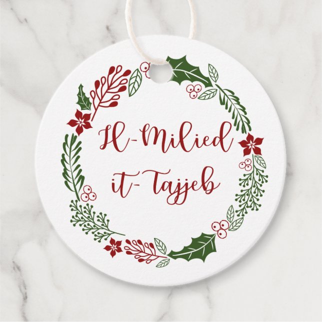 Maltese Merry Christmas, Custom Favour Tags (Front)