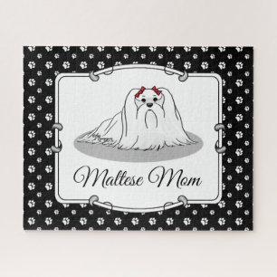 Maltese Mom - Cute Dog Breed Mom Cartoon Jigsaw Puzzle
