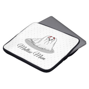 Maltese Mom - Cute Dog Breed Mom Cartoon Laptop Sleeve