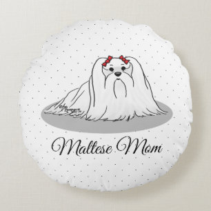 Maltese Mom - Cute Dog Breed Mom Dog Mom Round Pillow