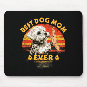 Maltese mom retro sunset funny dog mother's day mouse pad