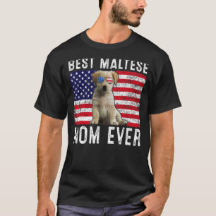 Maltese Mom Usa American Flag Maltese Dog Owner T-Shirt
