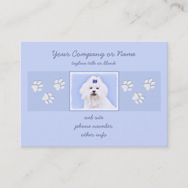 Maltese Painting - Cute Original Dog Art Business Card (Front)