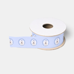 Maltese Painting - Cute Original Dog Art Grosgrain Ribbon