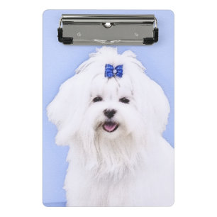 Maltese Painting - Cute Original Dog Art Mini Clipboard