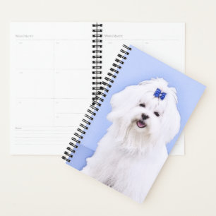 Maltese Painting - Cute Original Dog Art Planner