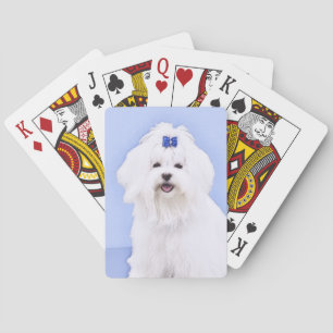 Maltese Painting - Cute Original Dog Art Playing Cards