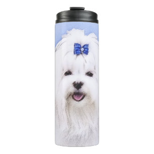 Maltese Painting - Cute Original Dog Art Thermal Tumbler