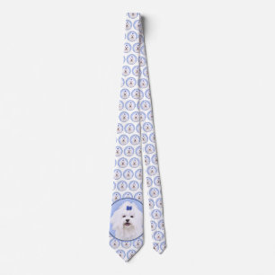 Maltese Painting - Cute Original Dog Art Tie