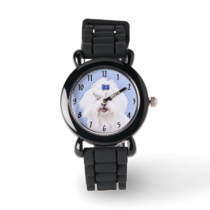 Maltese Painting - Cute Original Dog Art Watch