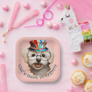 Maltese Paw-ty Plate | Pink Puppy Party