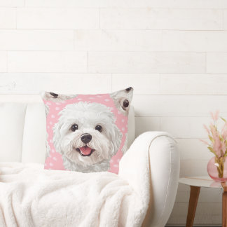 Maltese poodle dog pattern,  throw pillow