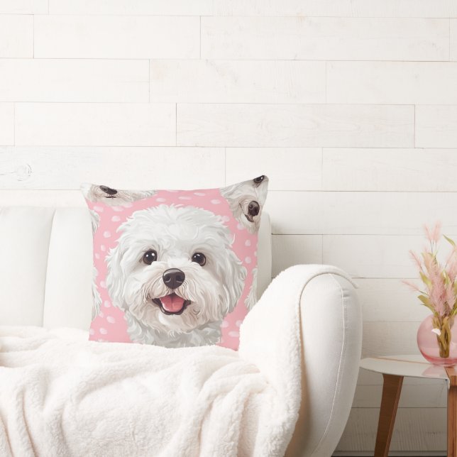 Maltese poodle dog pattern,  throw pillow (Couch)