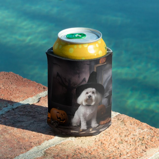 Maltese Pumpkins Halloween Scary  Can Cooler (In Situ Pool)