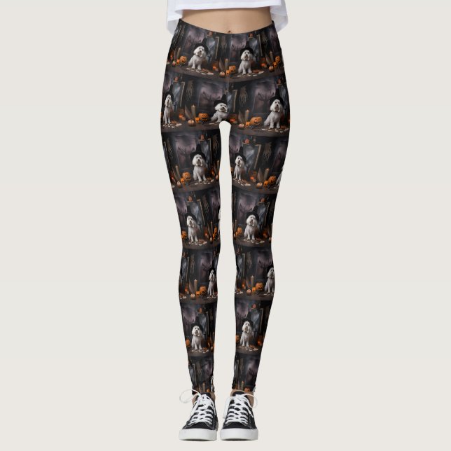 Maltese Pumpkins Halloween Scary  Leggings (Front)