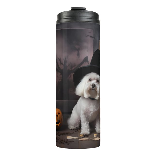 Maltese Pumpkins Halloween Scary  Thermal Tumbler (Front)