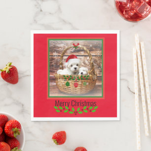 Maltese Puppies Christmas design Napkin