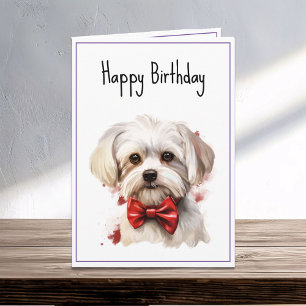 Maltese Puppy Dog Birthday Card