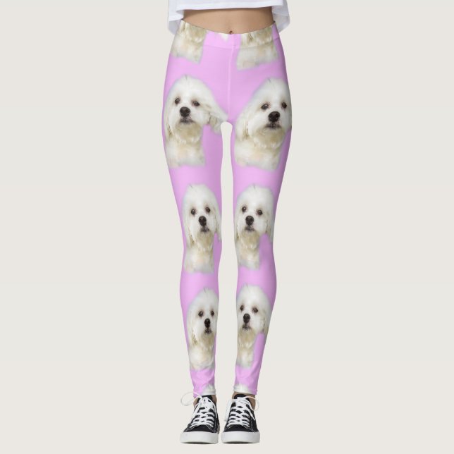 Maltese puppy leggings (Front)