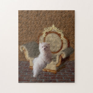 Maltese Puppy On Chair Dog Art Jigsaw Puzzle