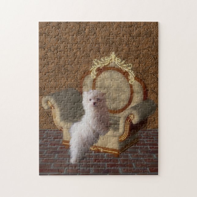 Maltese Puppy On Chair Dog Art Jigsaw Puzzle (Vertical)