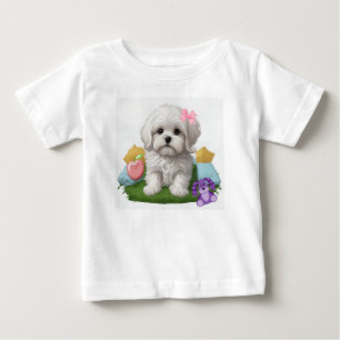 Maltese Puppy Sitting with her Toys Baby T-Shirt
