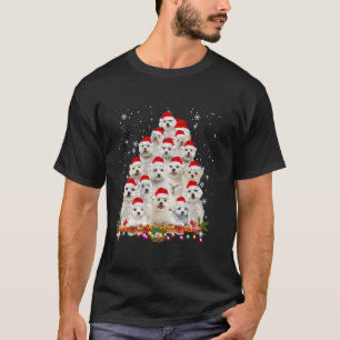Maltese Santa Hat Christmas Tree Lights Xmas Boys  T-Shirt