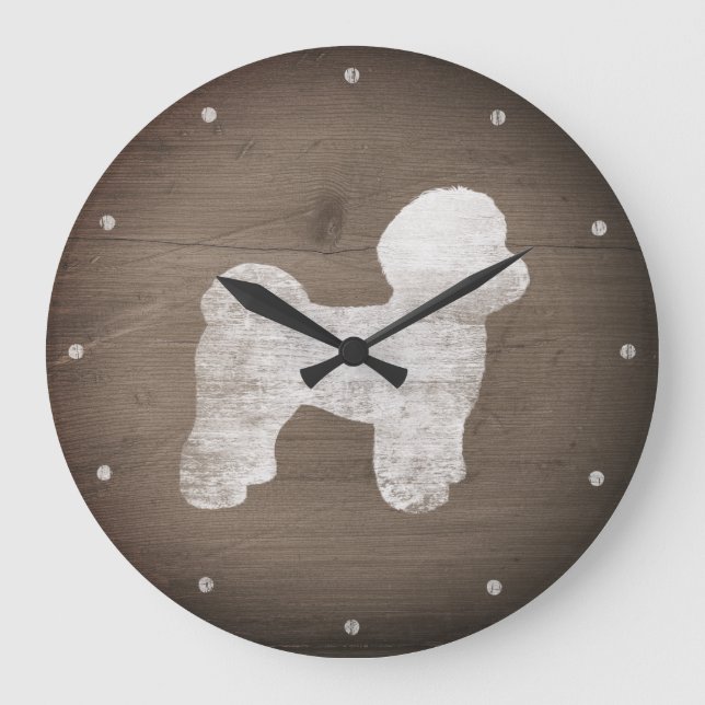 Maltese Silhouette Rustic Large Clock (Front)