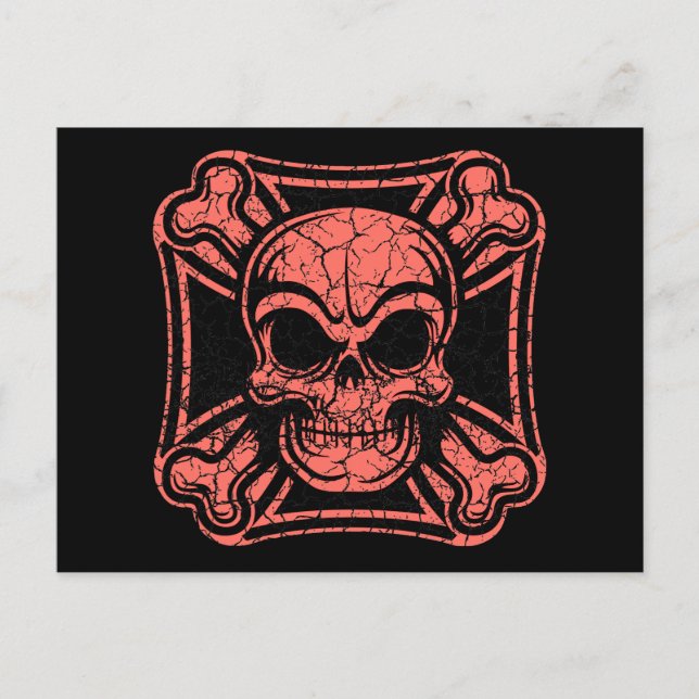Maltese Skull & Crossbones -red Postcard (Front)