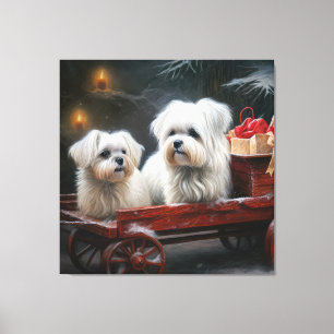 Maltese Snowy Sleigh Christmas Decor