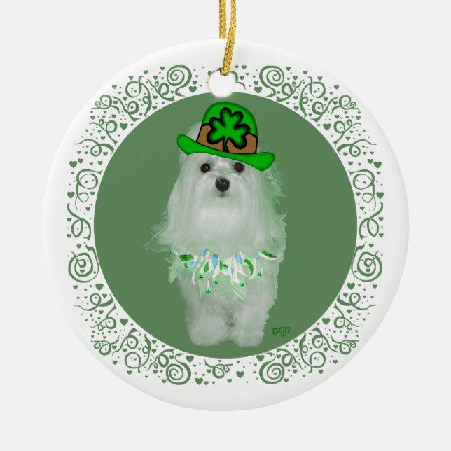 Maltese St. Patricks Day Ceramic Ornament (Front)