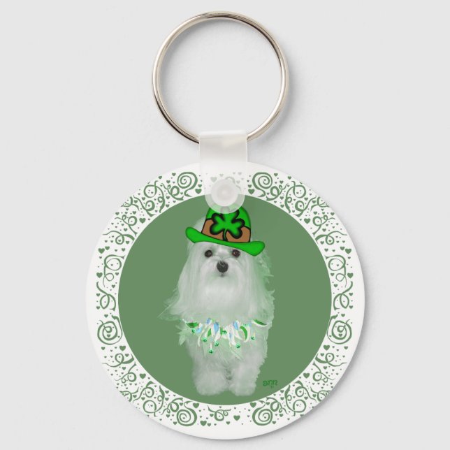 Maltese St. Patricks Day Keychain (Front)