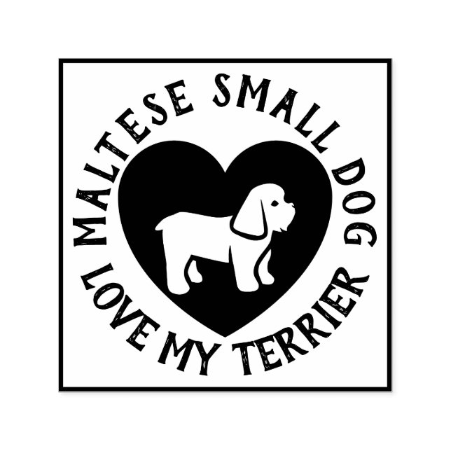 Maltese Terrier Dog logo Love Scrapbooking Self-inking Stamp (Design)