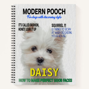 Maltese Terrier Parody Magazine Cover Notebook