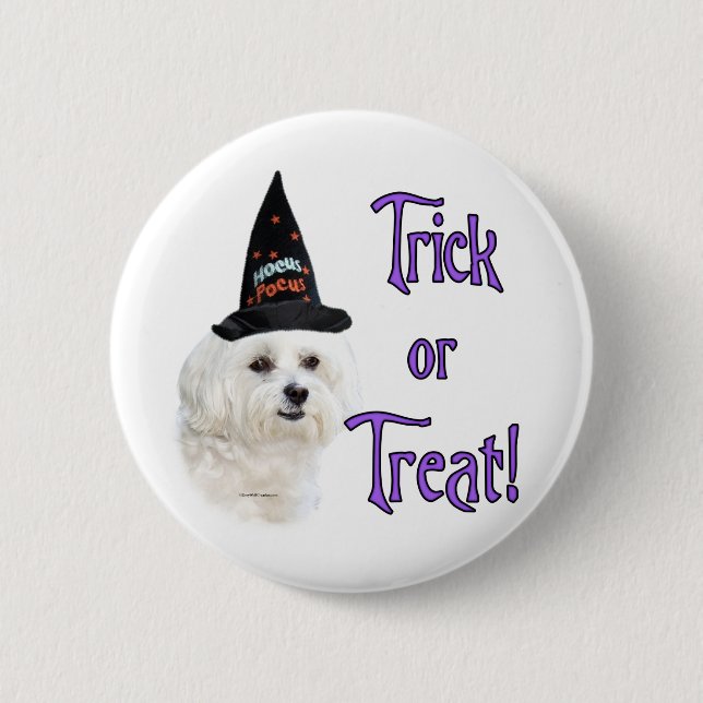 Maltese Trick 2 Inch Round Button (Front)