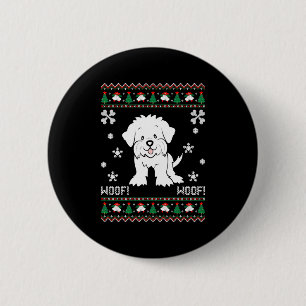 Maltese Ugly Christmas Sweater 2 Inch Round Button