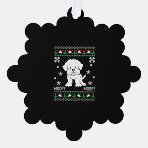 Maltese Ugly Christmas Sweater Ornament Card