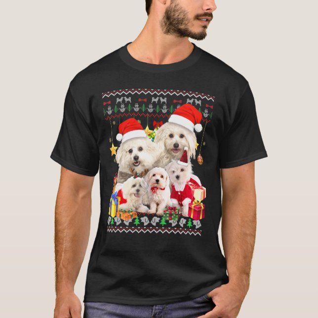 Maltese Ugly Christmas Sweater Santa Hat (Front)