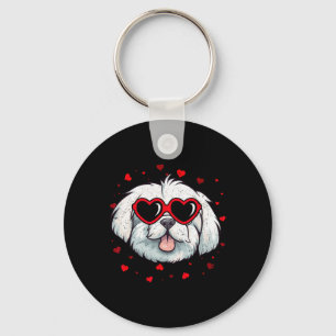 Maltese Valentine Heart Cute Dog Lovers  Keychain