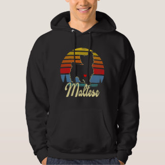 Maltese Vintage Silhouette 60s 70s Retro Gifts Dog Hoodie