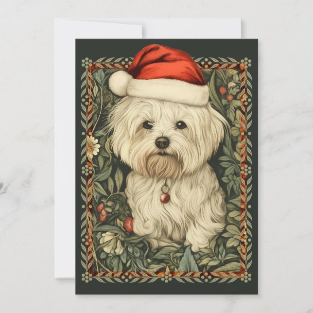 Maltese Vintage William Morris Christmas Invitation (Front)